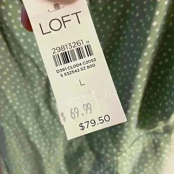 Loft beach romper polka dot square neck with pockets ruched back. Large. NWT - Picture 11 of 11